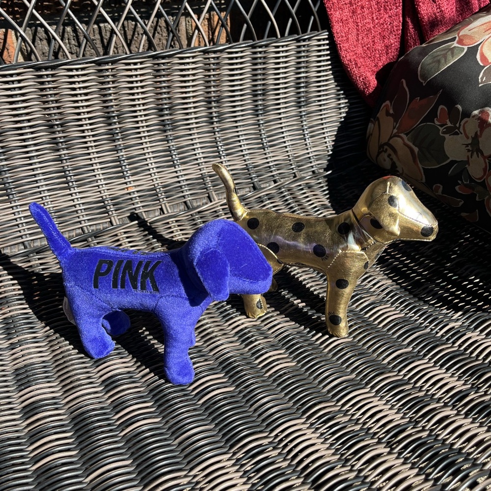 SOLD | Victoria's Secret PINK Blue and Gold Dog Figurines
